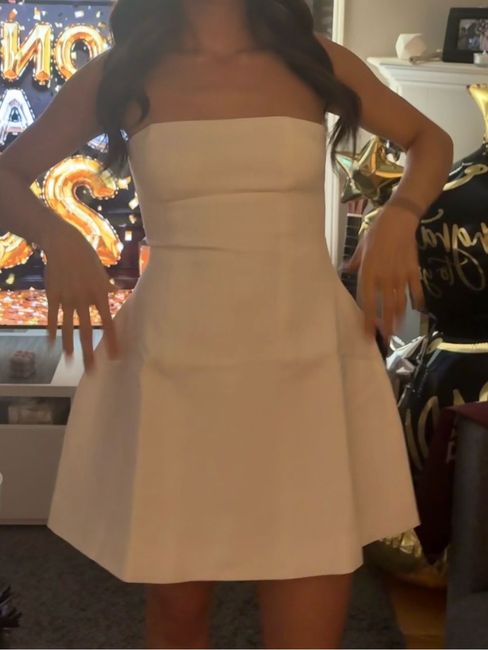 Strapless White Mini Dress - Classic A-Line